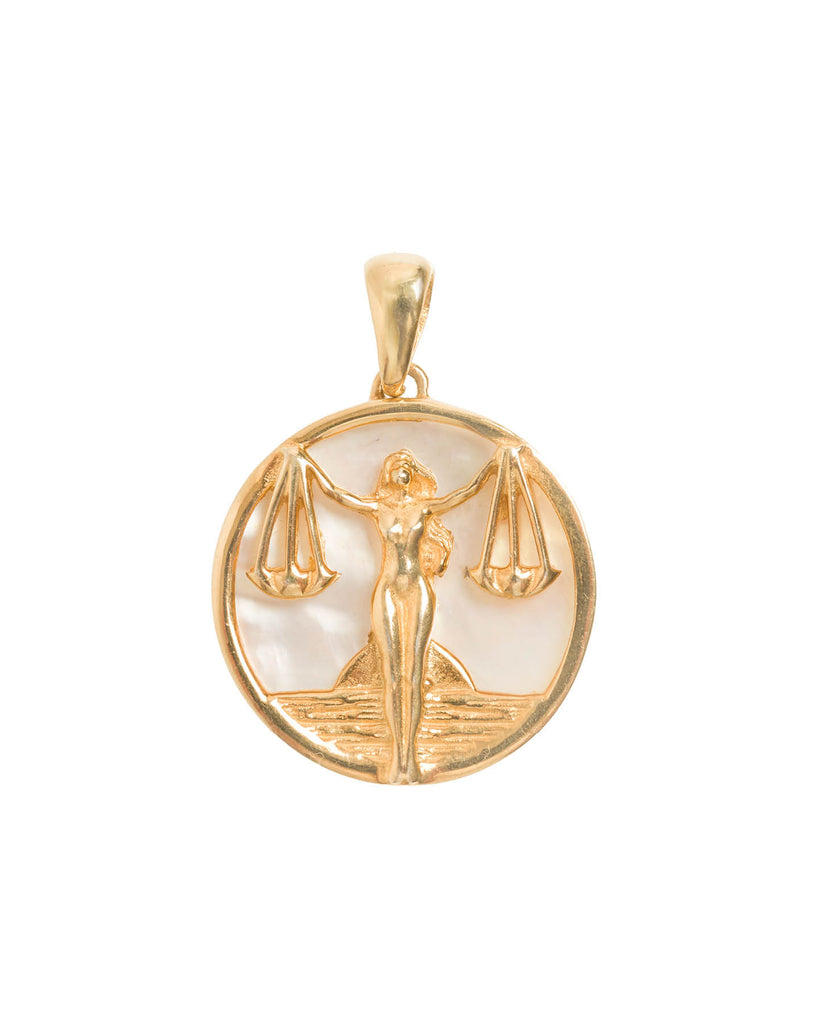 Libra, Gold Zodiac Pendant
