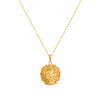 Lion necklace in 18ct gold vermeil with detailed textured mane design on sterling silver chain.