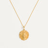 Lion necklace in 18ct gold vermeil with detailed textured mane design on sterling silver chain.