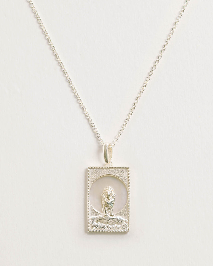 Rectangle Silver Lion Necklace