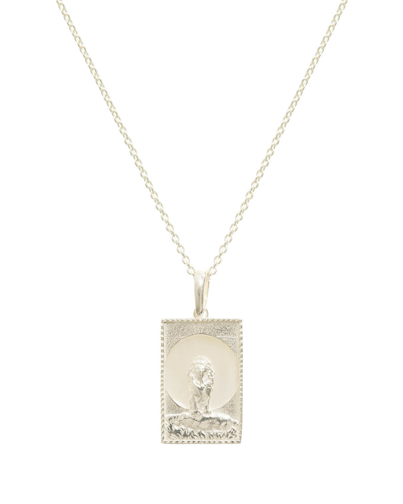 Rectangle Silver Lion Necklace