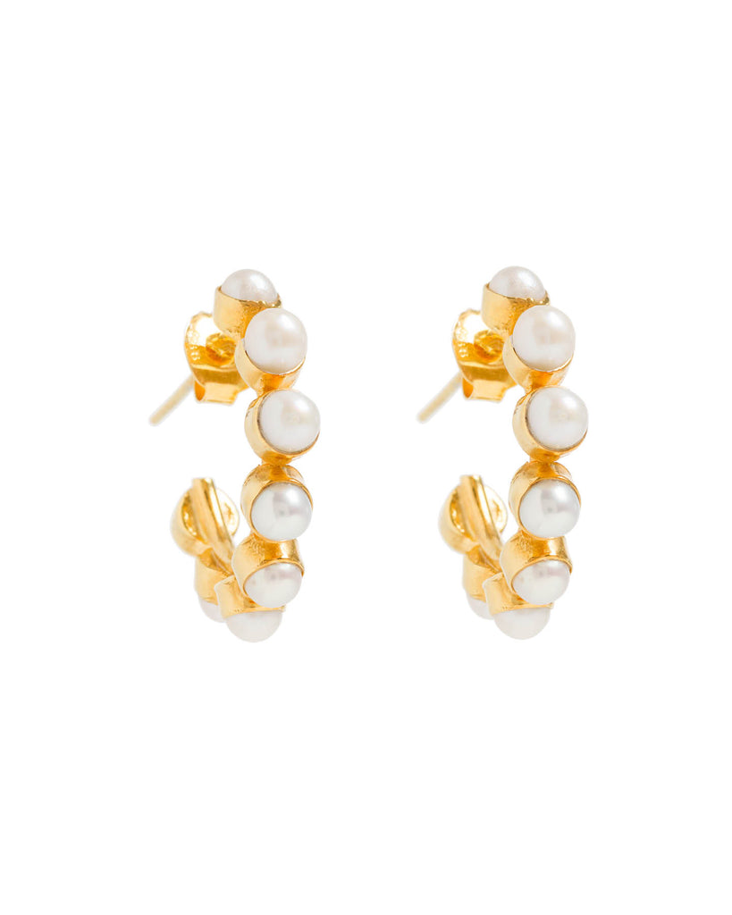 Mini Stud Pearl Hoops