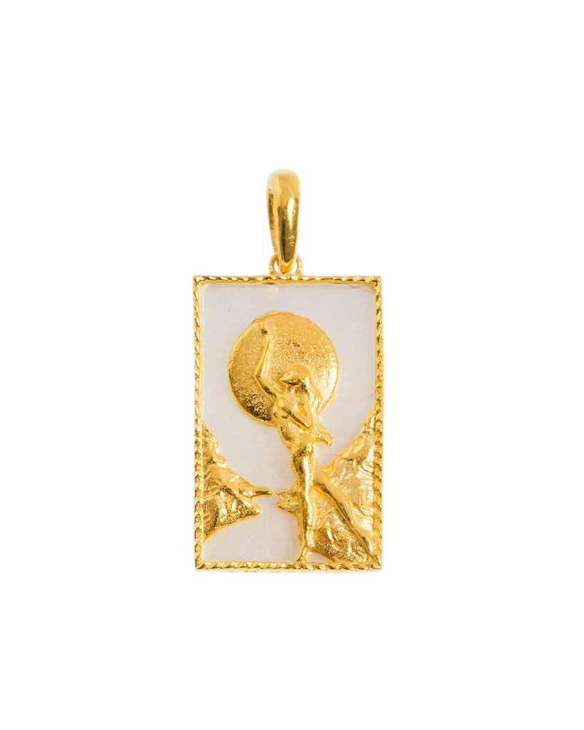 Rectangle Woman and Moon Pendant