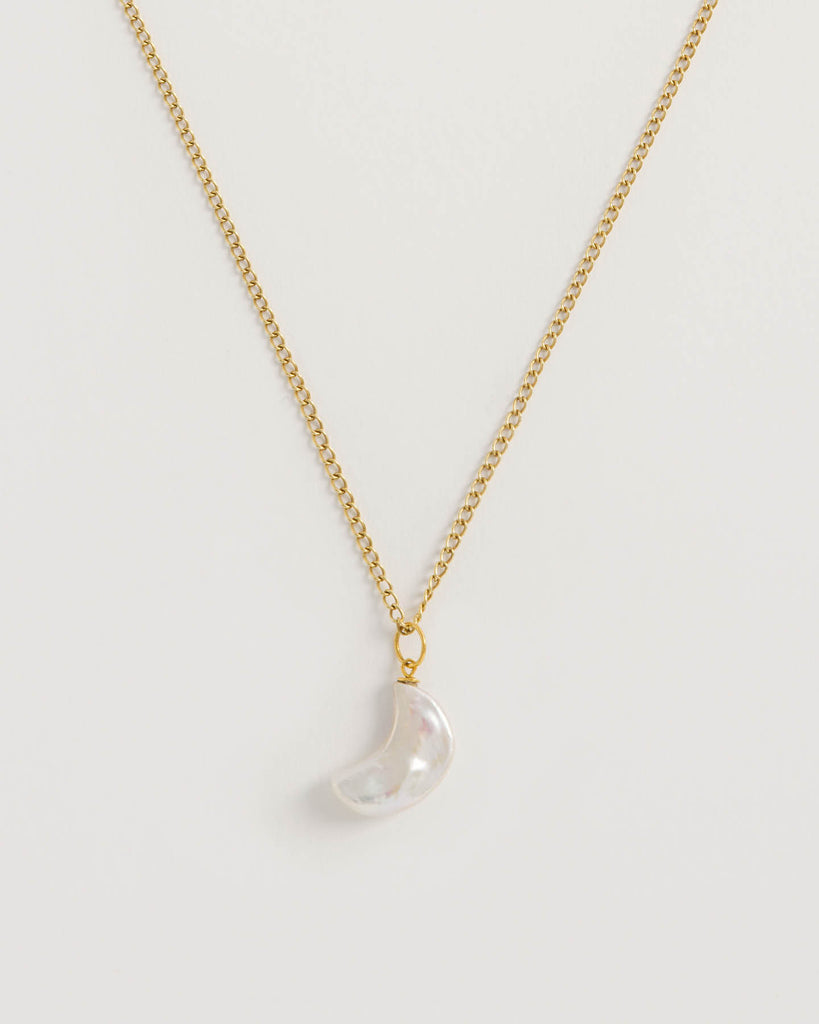 Moon Pearl Necklace Gold Plated