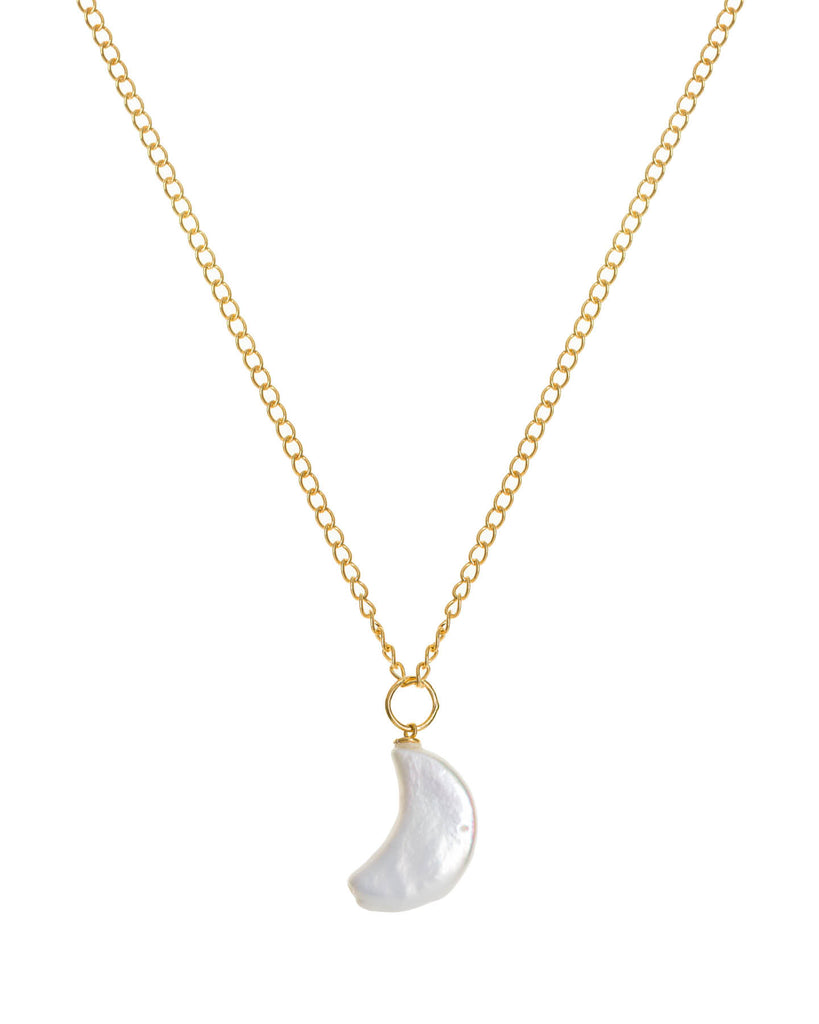 Moon Pearl Necklace Gold Plated