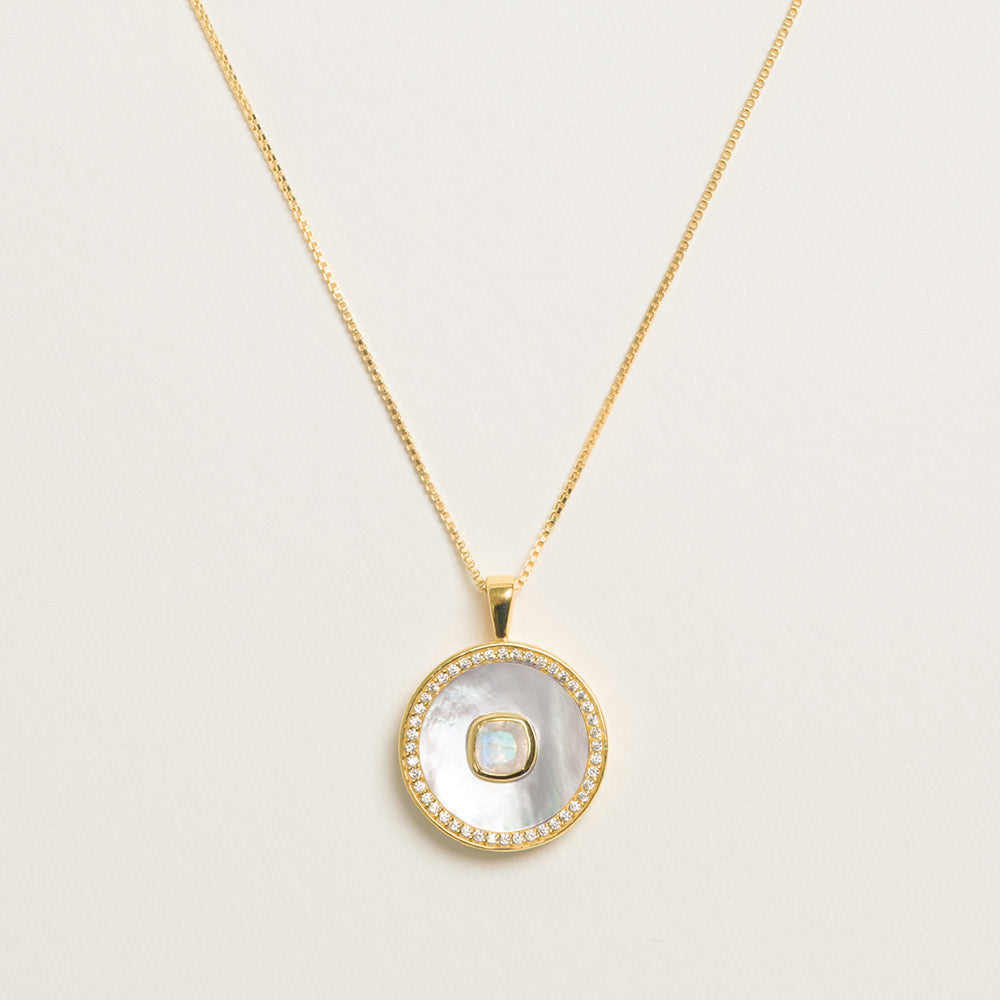 Moonstone Mother Of Peal Necklace
