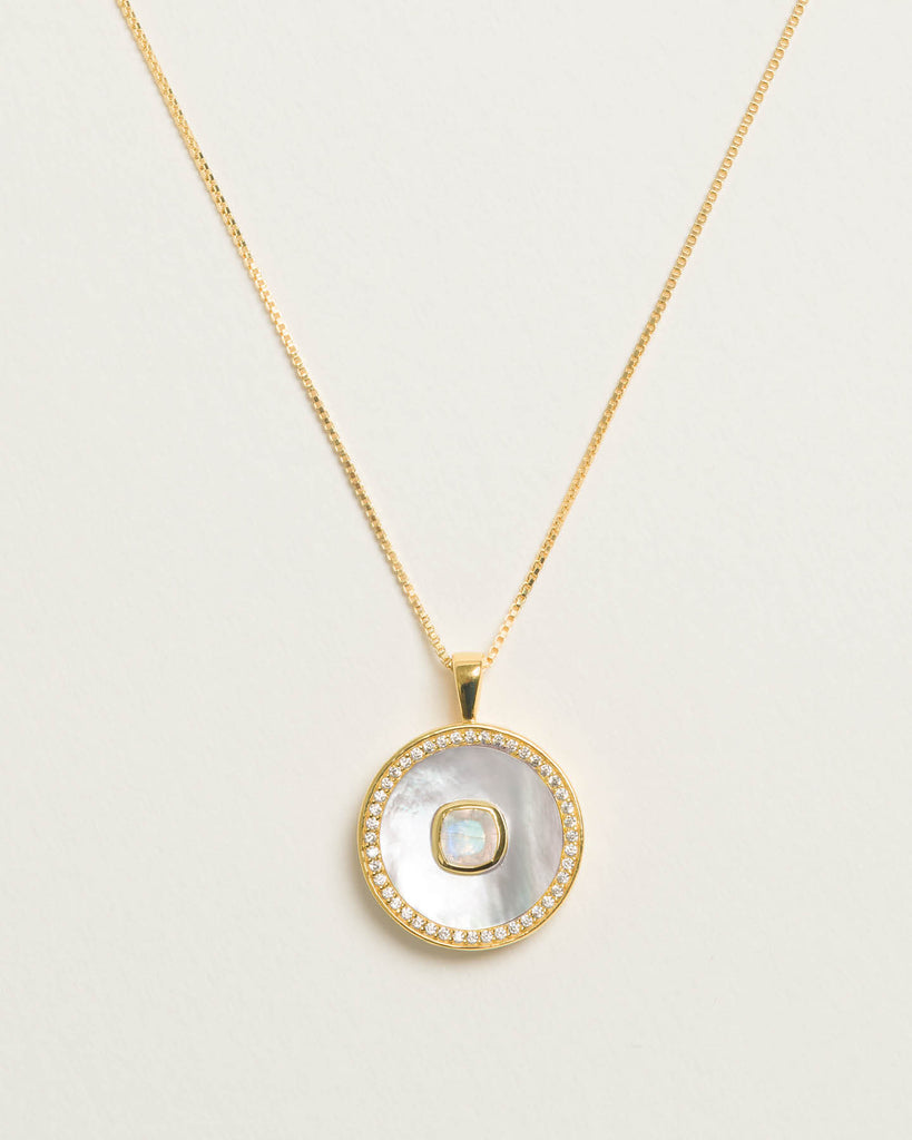 Moonstone Mother Of Peal Necklace