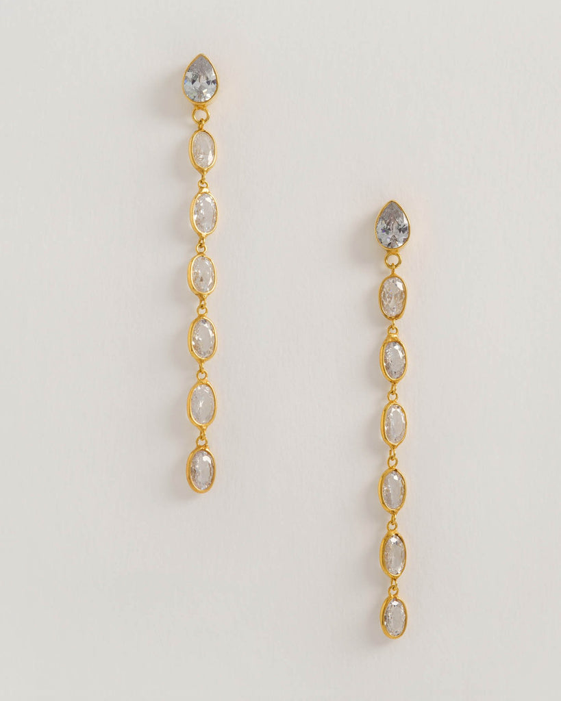 Oval Crystal Framed Long Drops