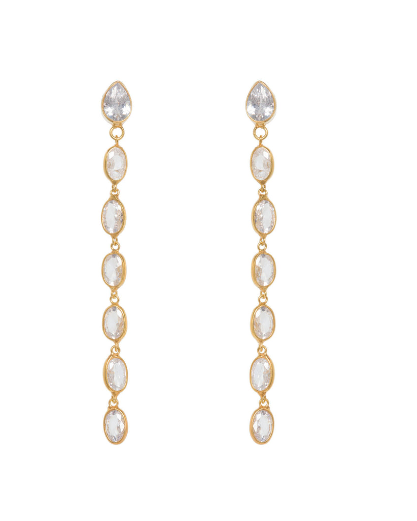Oval Crystal Framed Long Drops