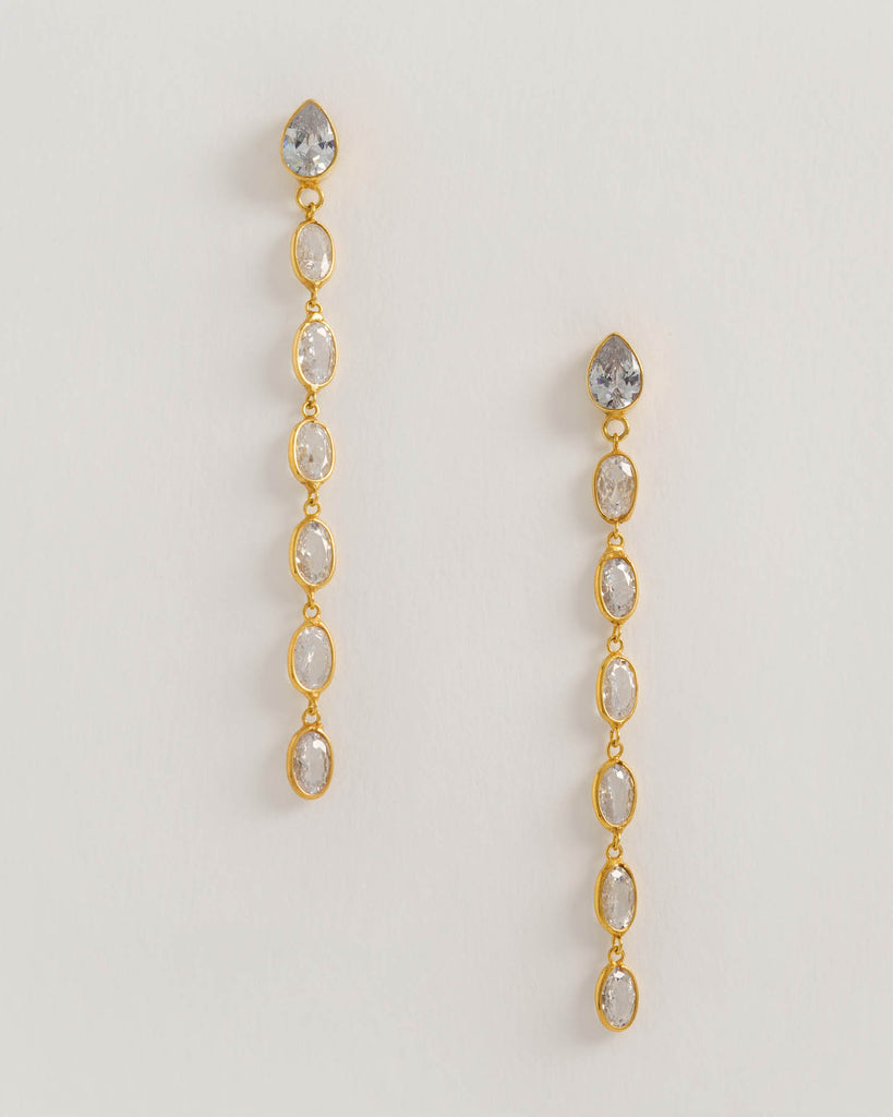 Oval Crystal Framed Long Drops