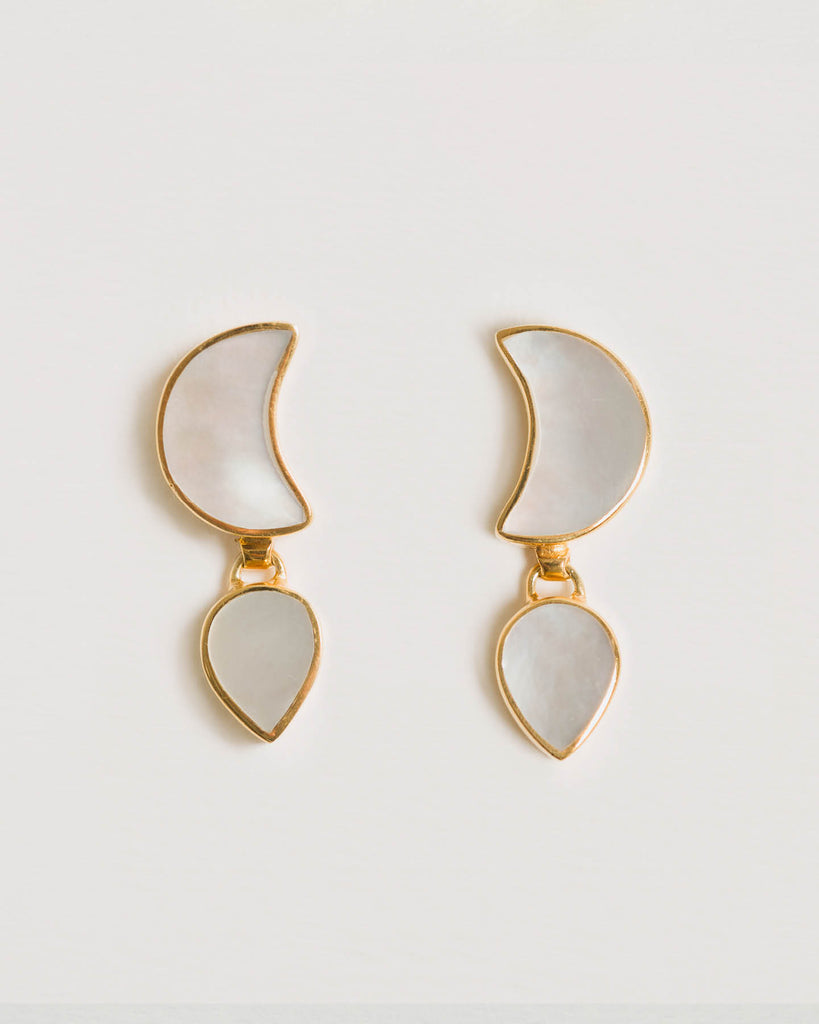 Petite Moon Earrings, Gold