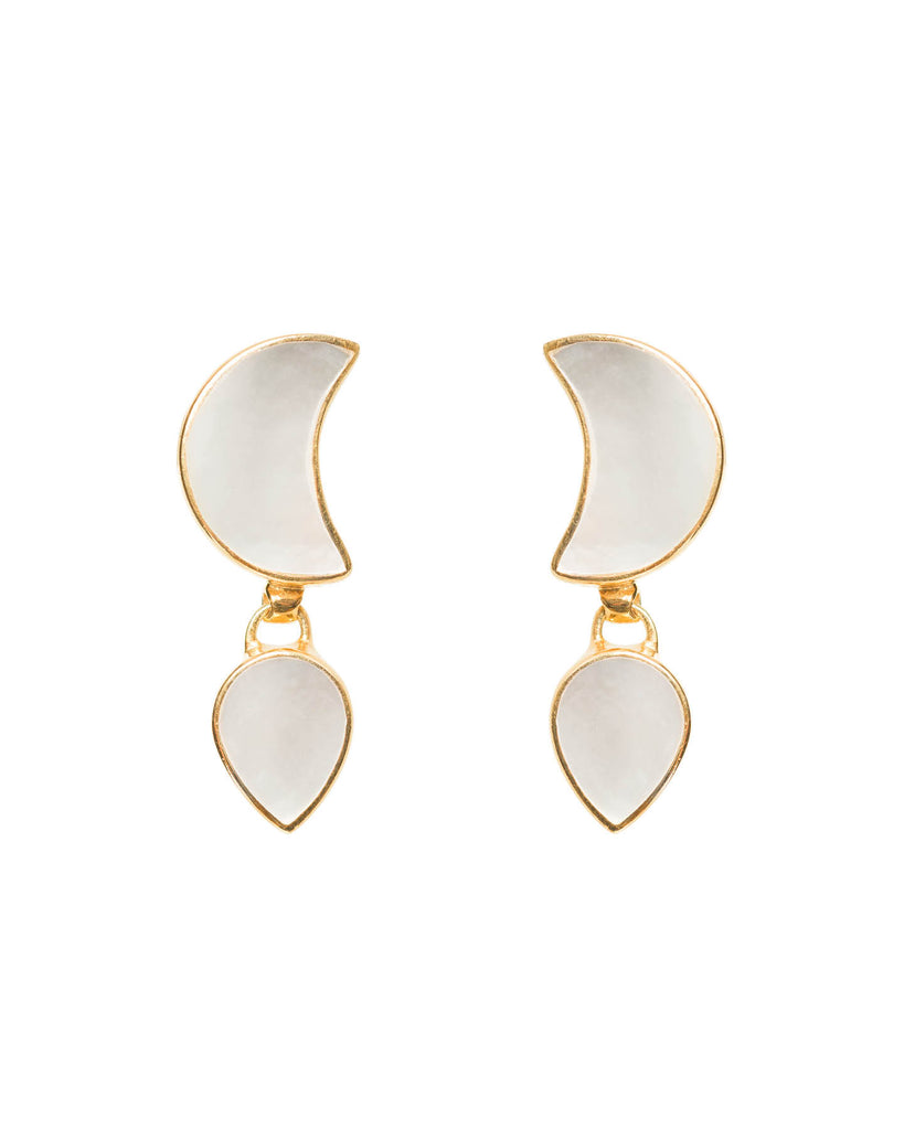 Petite Moon Earrings, Gold