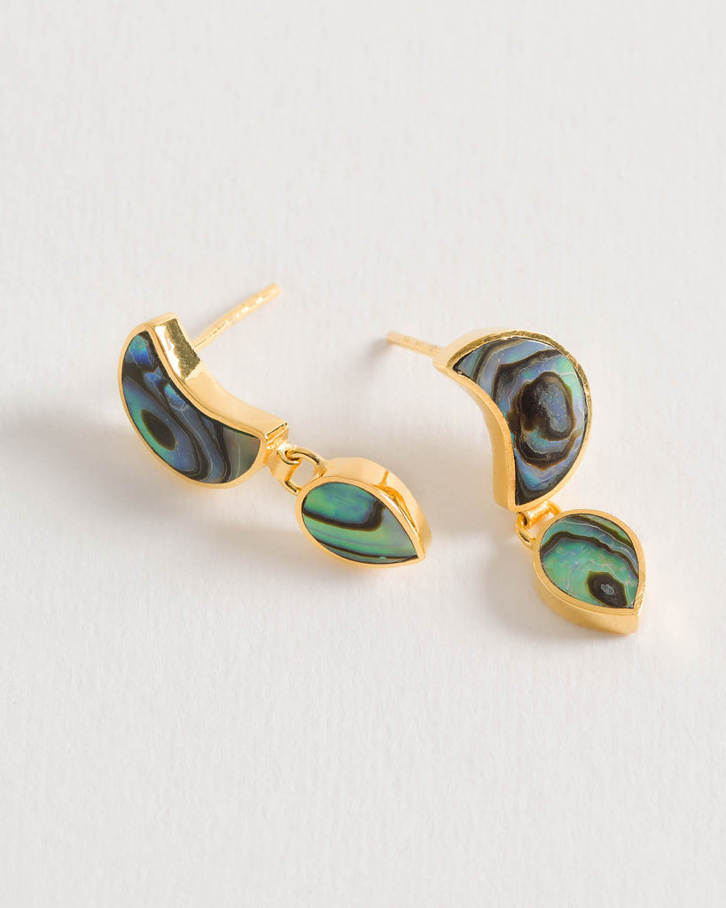 Warrioress Paua Petite Moon Earrings