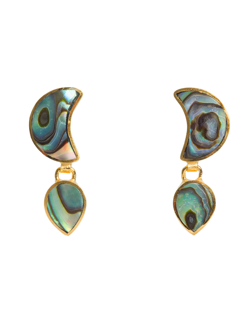 Warrioress Paua Petite Moon Earrings