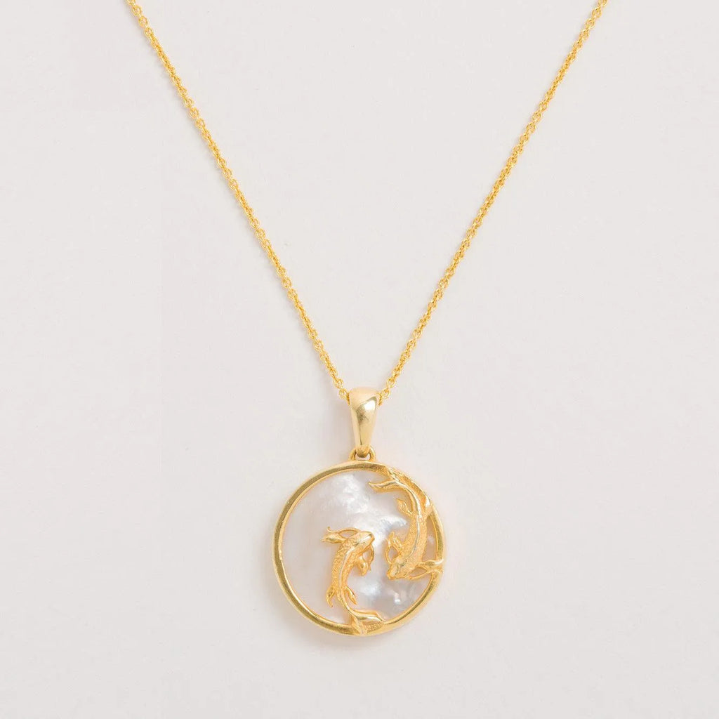 Pisces Gold Zodiac Necklace Tonal