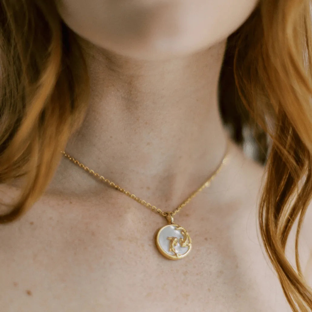 Pisces Zodiac Necklace on Model