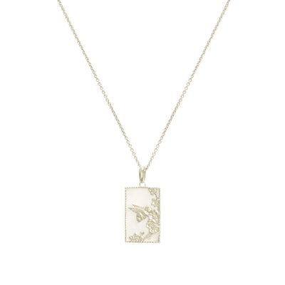 Rectangle Silver Bee Necklace