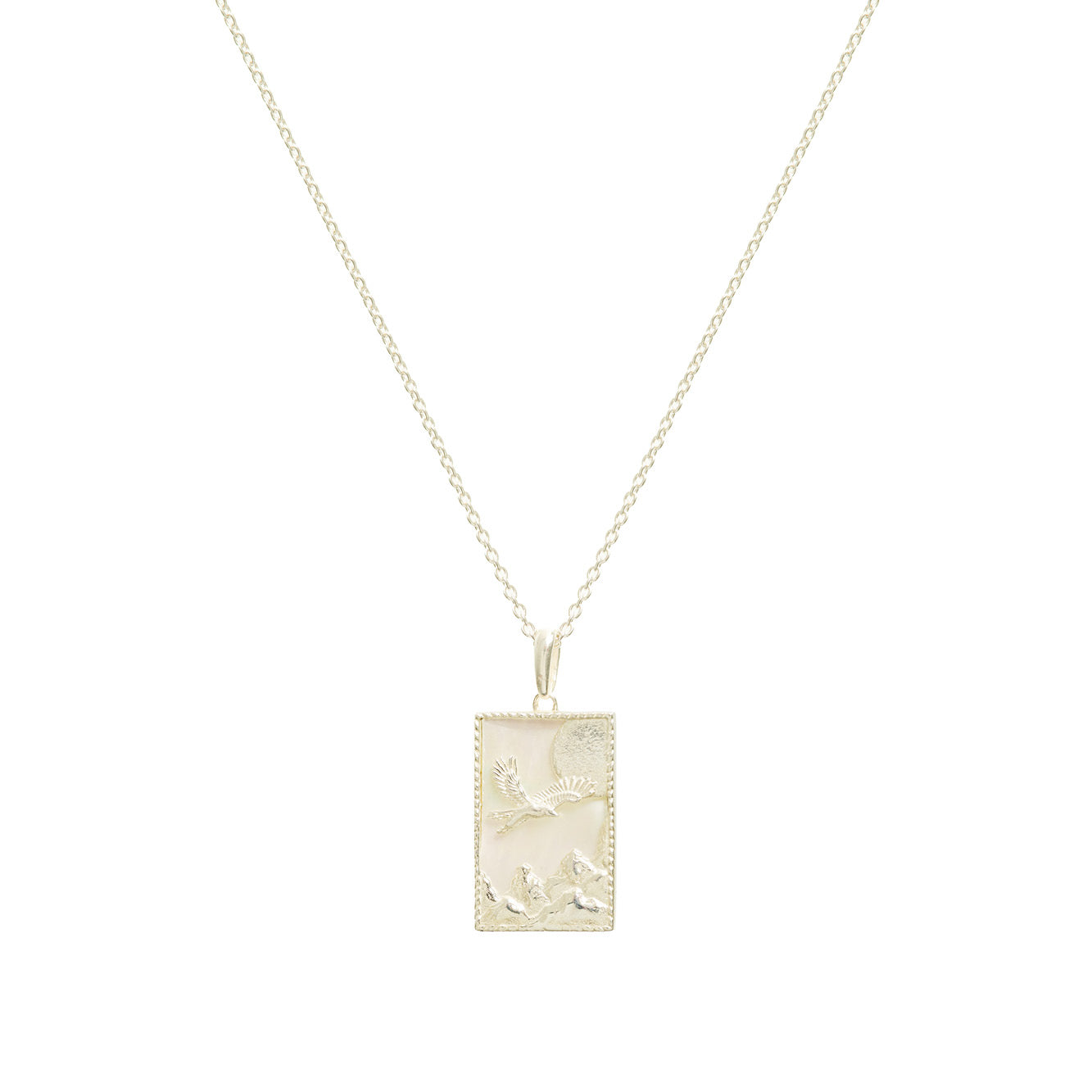 Rectangle Silver Eagle Necklace