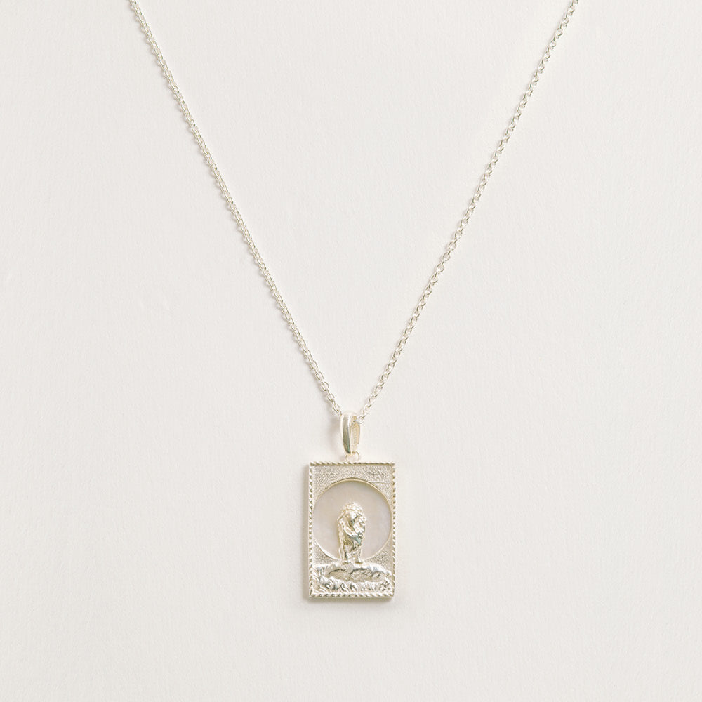 Rectangle Silver Lion Necklace