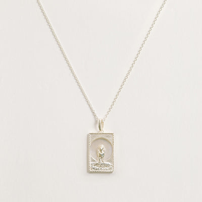 Rectangle Silver Lion Necklace