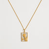 Rectangle Woman & Moon Necklace