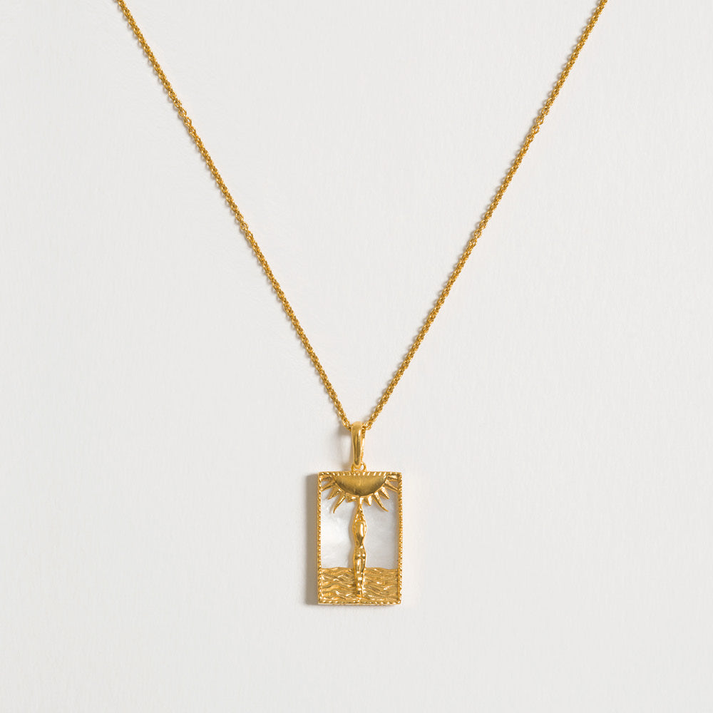 Rectangle Woman & Sun Necklace