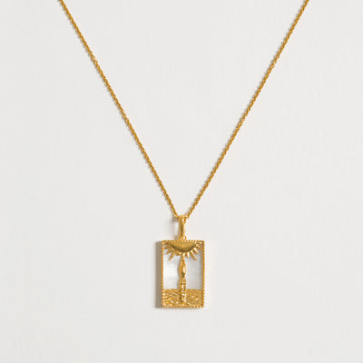 Rectangle Woman & Sun Necklace