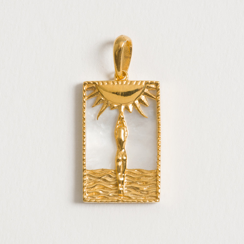 Rectangle Woman and Sun Pendant