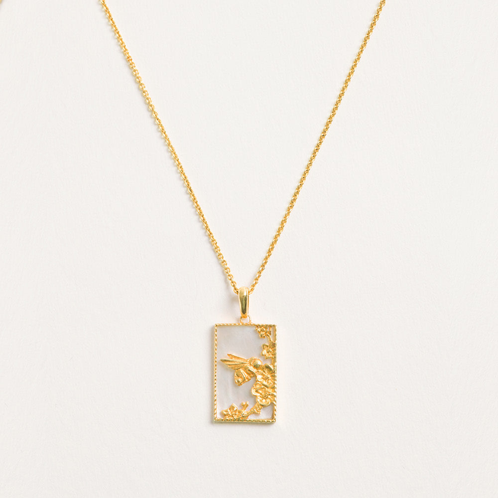 Rectangle Bee Necklace
