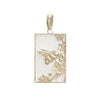 Rectangle Silver Bee Necklace