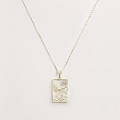 Rectangle Silver Eagle Necklace