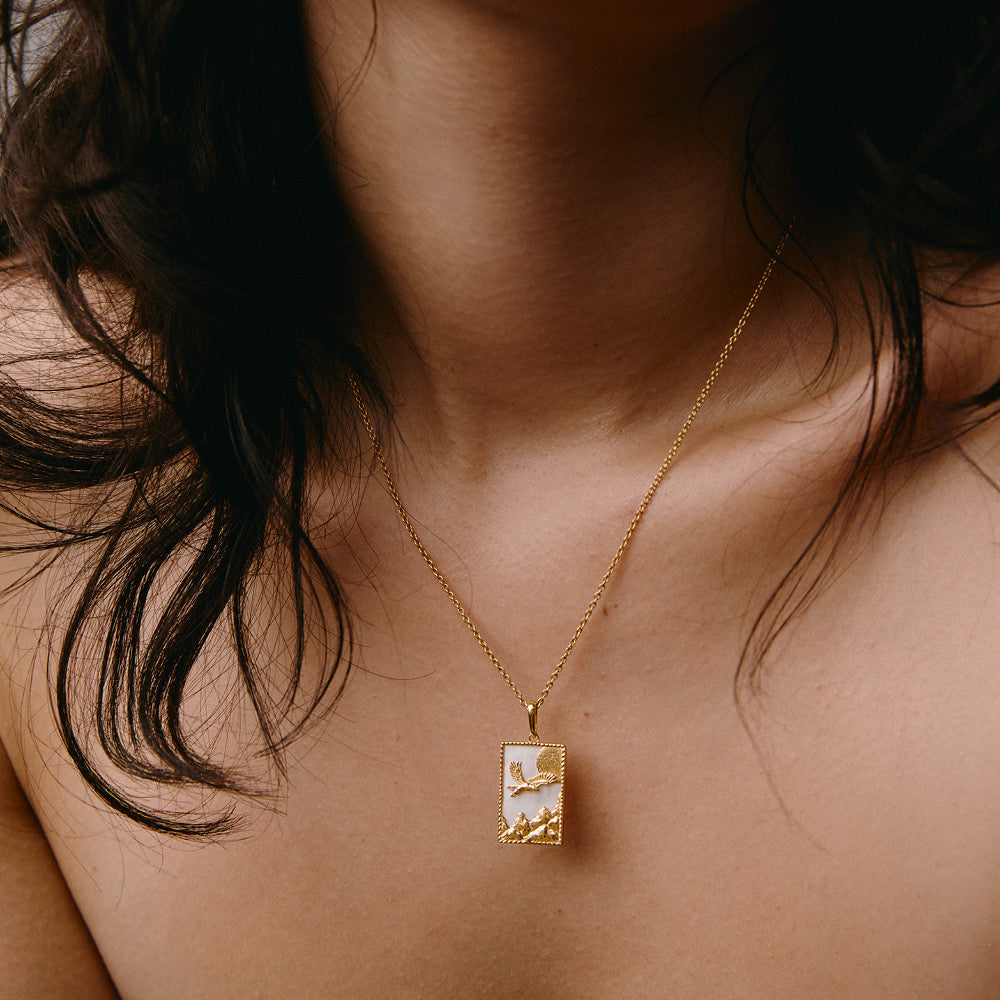 Rectangle Eagle Necklace