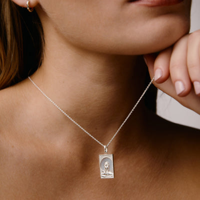 Rectangle Silver Lion Necklace