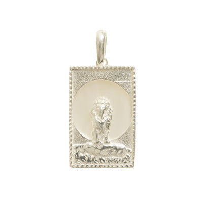 Rectangle Silver Lion Necklace