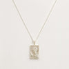 Rectangle Silver Woman & Moon Necklace