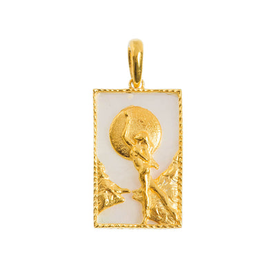 Rectangle Woman and Moon Pendant