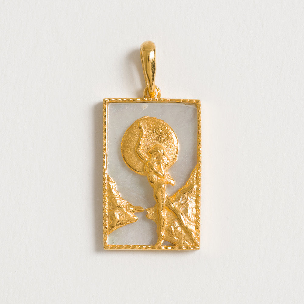 Rectangle Woman and Moon Pendant