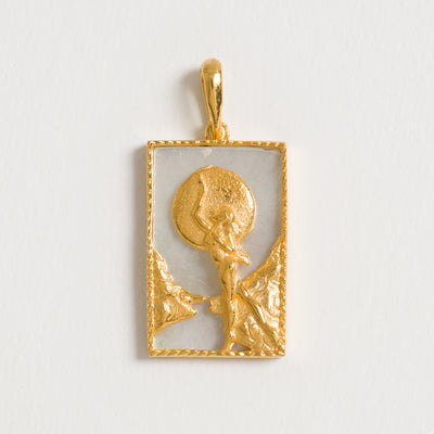Rectangle Woman and Moon Pendant