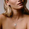 Rectangle Silver Woman & Moon Necklace