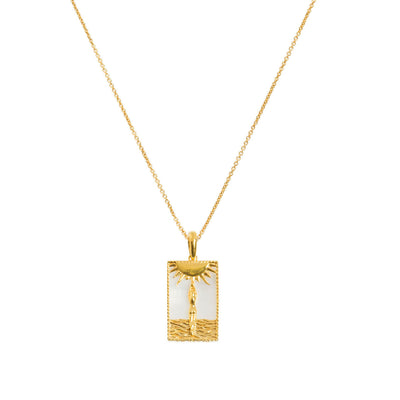 Rectangle Woman & Sun Necklace