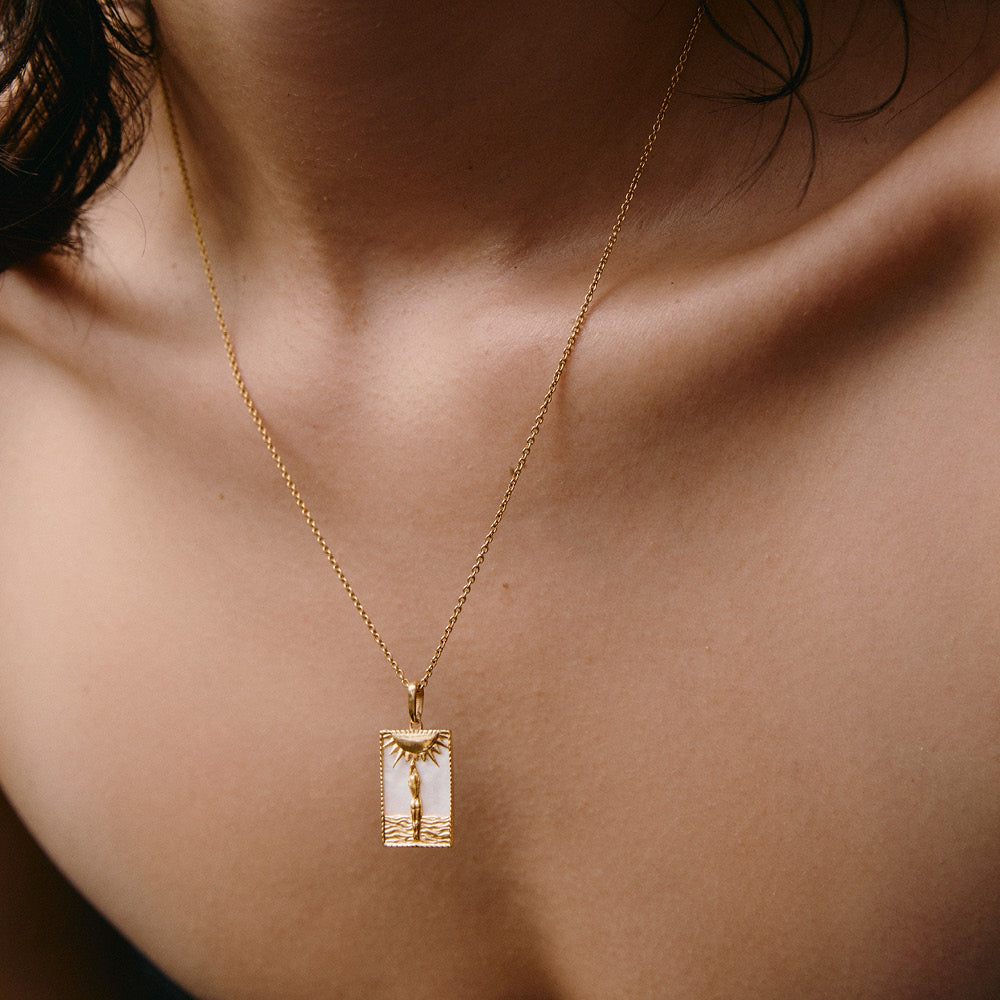 Rectangle Woman and Sun Pendant