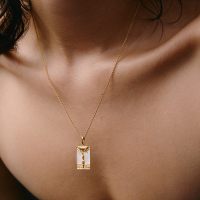 Rectangle Woman and Sun Pendant