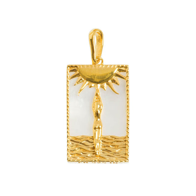 Rectangle Woman and Sun Pendant