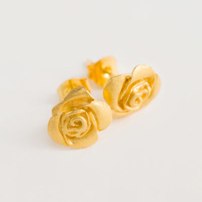 Womens Gold Rose Stud Earrings from Freya Rose London