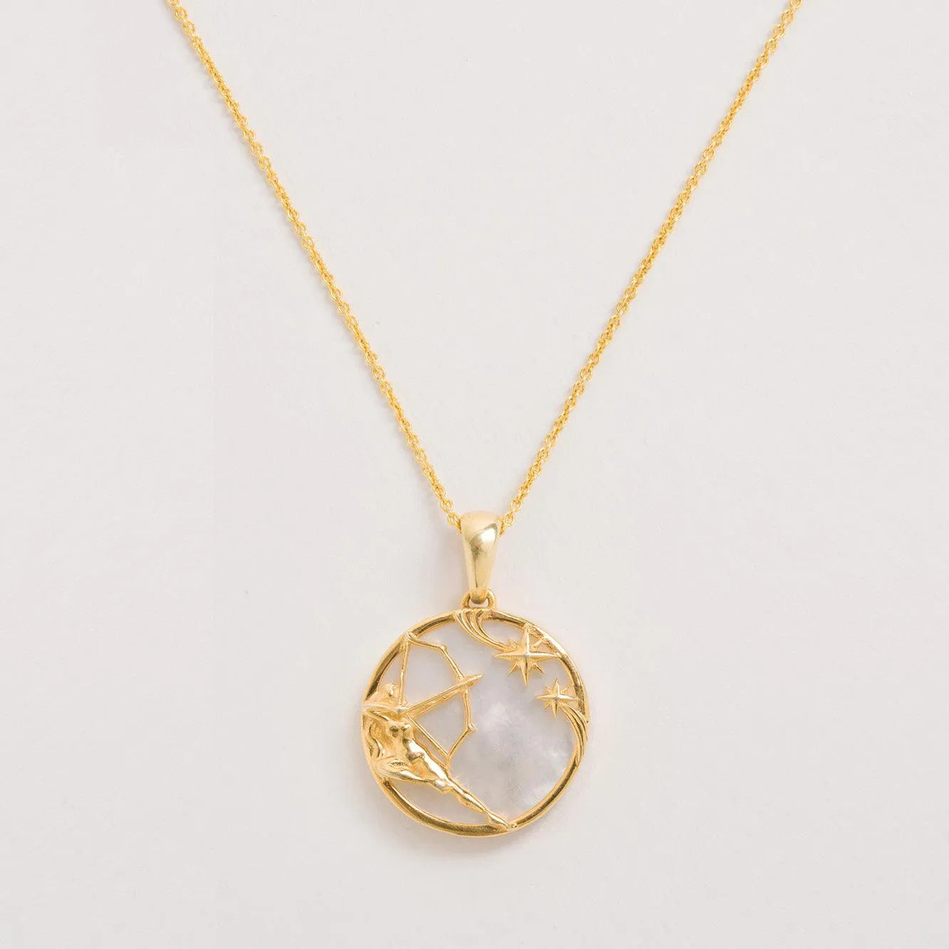 Sagittarius Gold Zodiac Necklace Tonal