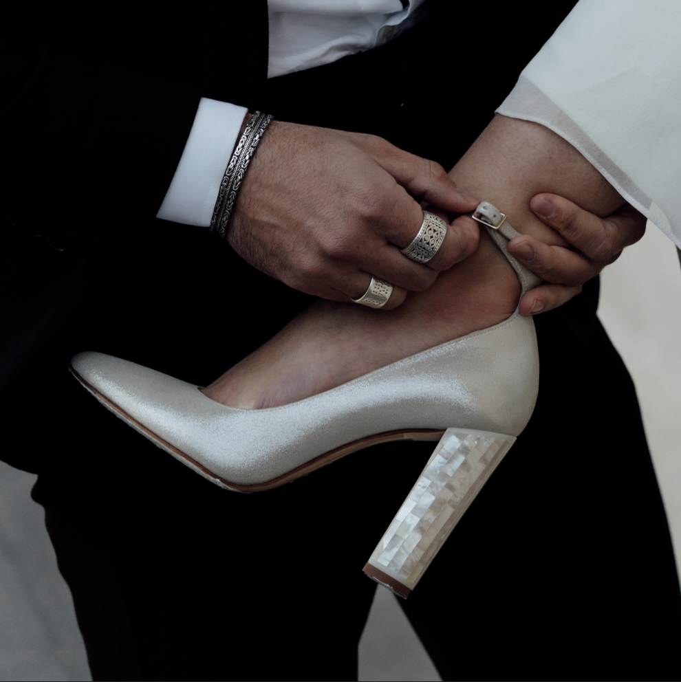 Silver block heel wedding shoes on sale