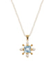 Seed Pearl Necklace with Blue Topaz Cross Pendant, on white