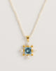 Seed Pearl Necklace with Blue Topaz Cross Pendant by Freya Rose