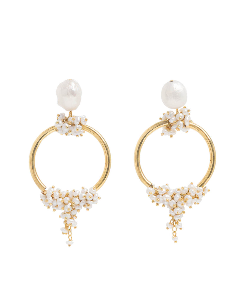 Seed and Baroque Pearl Mid Hoops