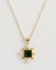 Seed Pearl Necklace with Green Quartz Cross Pendant